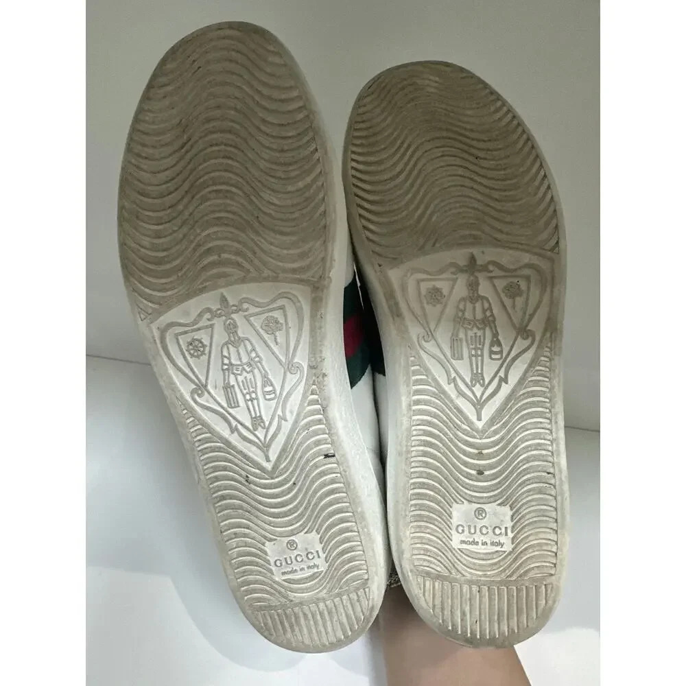 Gucci Ace White Leather Sneakers with Web Stripe Size 39 Good Condition with Box - Picture 3 of 5